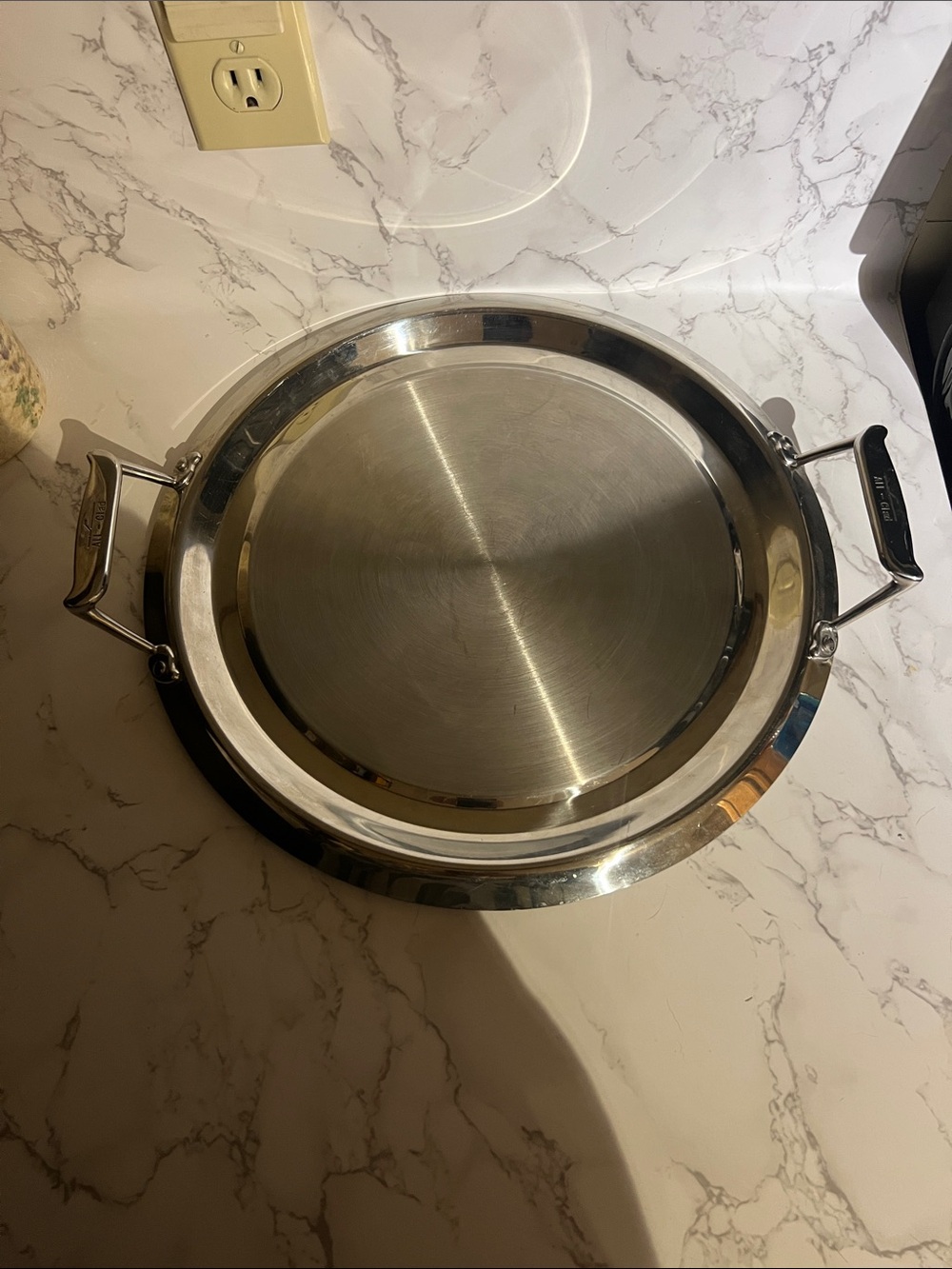 All-Clad Stainless Steel Entertainment Serving Tray round With Handles 15”